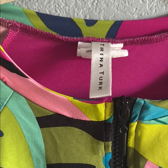Trina Turk Multicolor Long Sleeve, Open-Back Swimsuit - Picture 2 of 5